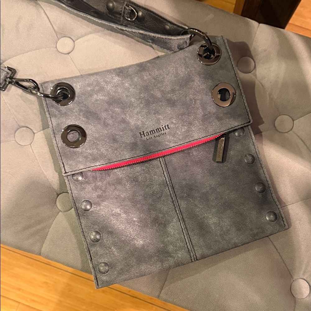 Hammitt Charcoal Crossbody with Fuchsia Detail